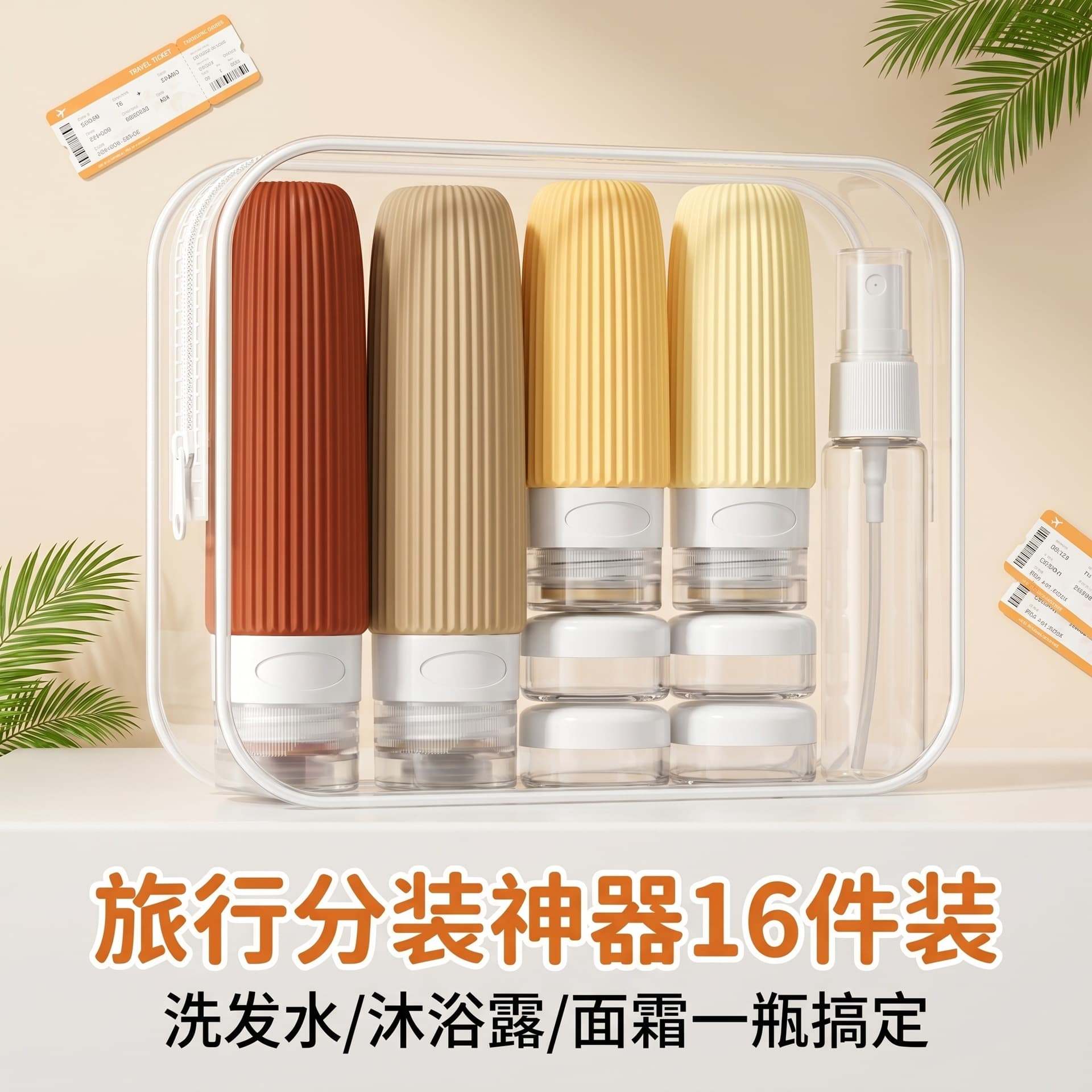16-Piece Travel Bottle Set Silicone Squeezable Toiletry Containers Travel Accessories Travel Bottles