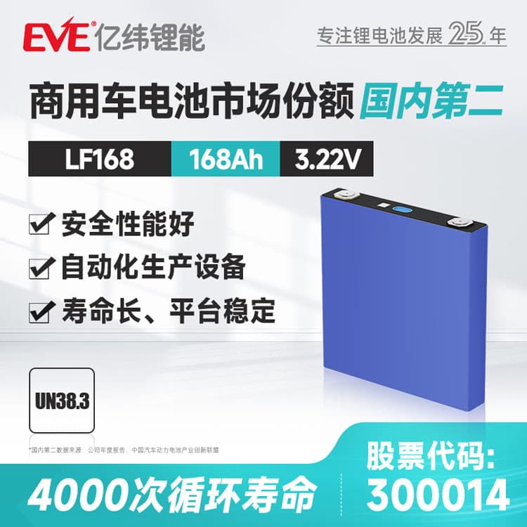 EVE LiFePO4 Battery 3.22V 168Ah LF168 Lithium Iron Phosphate Cell