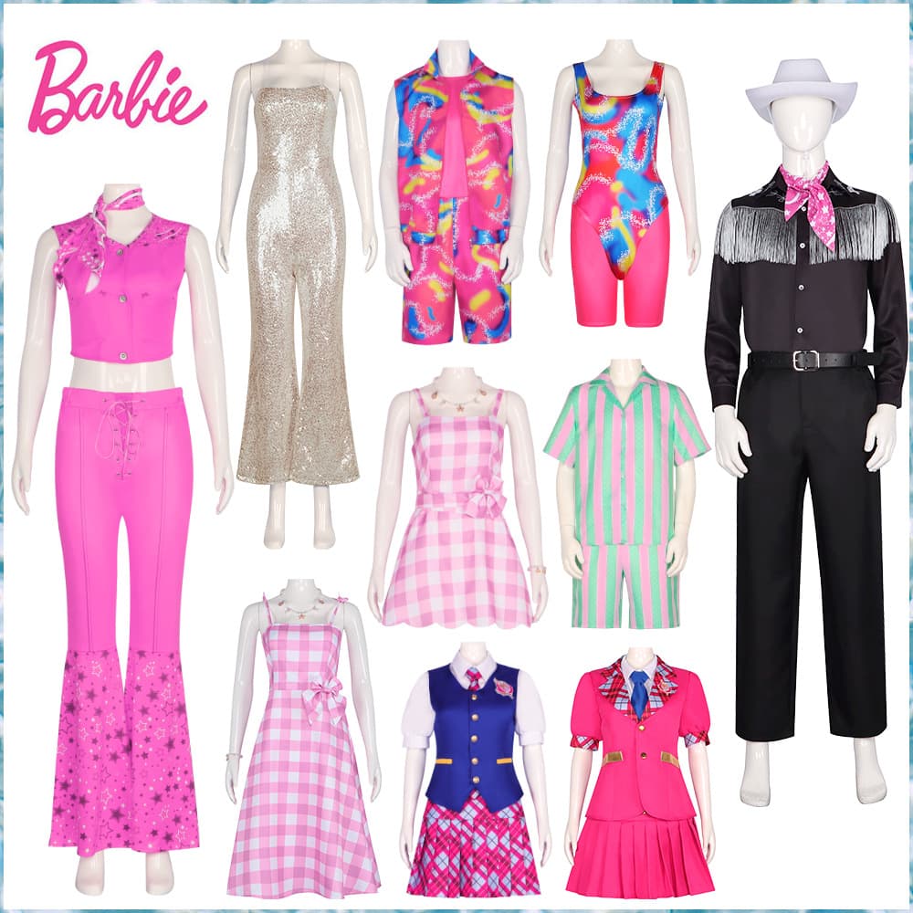 Movie Barbie Cosplay Costume Barbie-Inspired Hot Film Character Role-Playing Outfit Full Set in Stock New Style