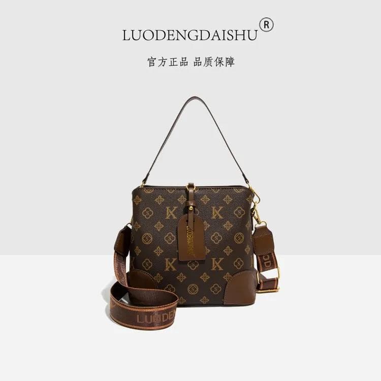 2026 Roden Kangaroo Bucket Bag Printed Large Capacity Versatile Shoulder Bag Women's Zipper Fashionable Elegant Mom Bag