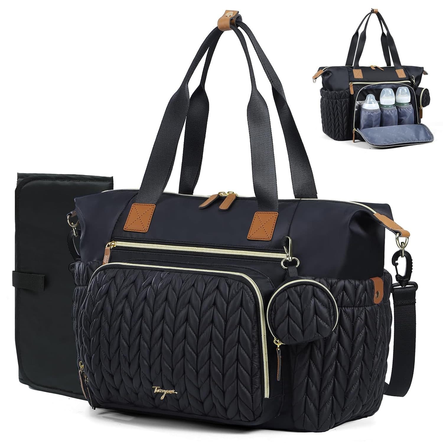 New Waterproof Diaper Tote Bag with Pacifier Case, Baby Bag with Changing Pad, Travel Mom Handbag