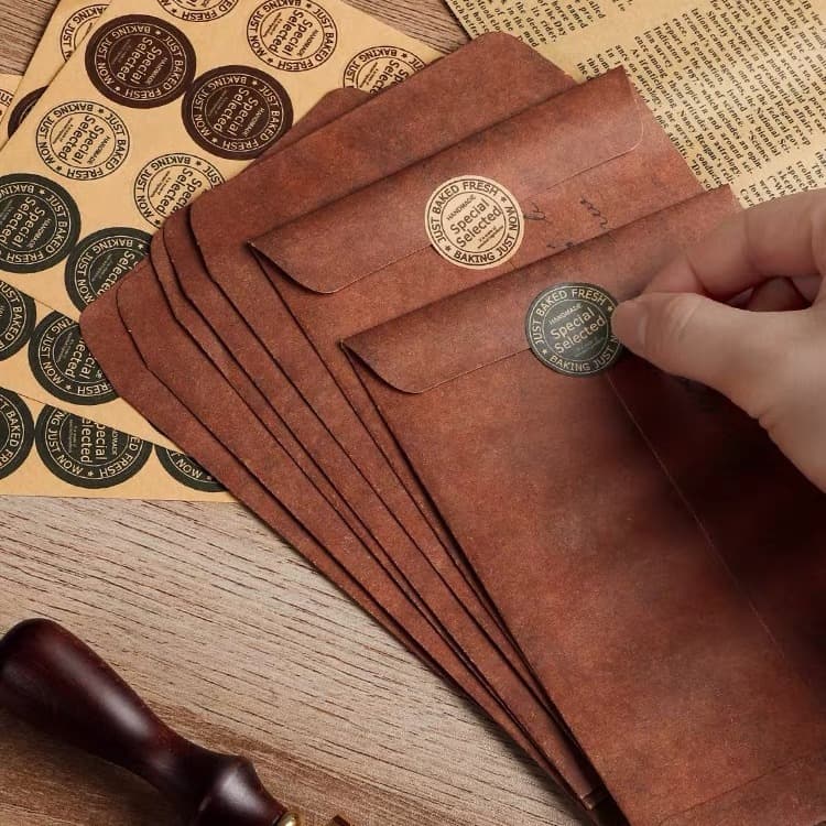 Japanese Ins-style Creative Girly Wax Seal Envelopes, Fresh and Artistic Vintage Minimalist High-end Kraft Paper Distressed Look