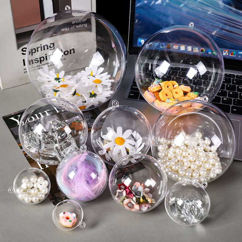 Cross-border Christmas ball highly transparent acrylic ball hollow ball holiday decoration gift creative ball plastic ball PS hanging ball