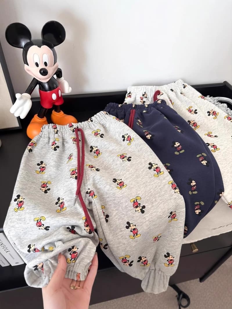 Cotton Kids Pants Spring and Autumn Loose Sweatpants Boys and Girls Mickey Cartoon Joggers Baby Casual Ankle-Length Pants