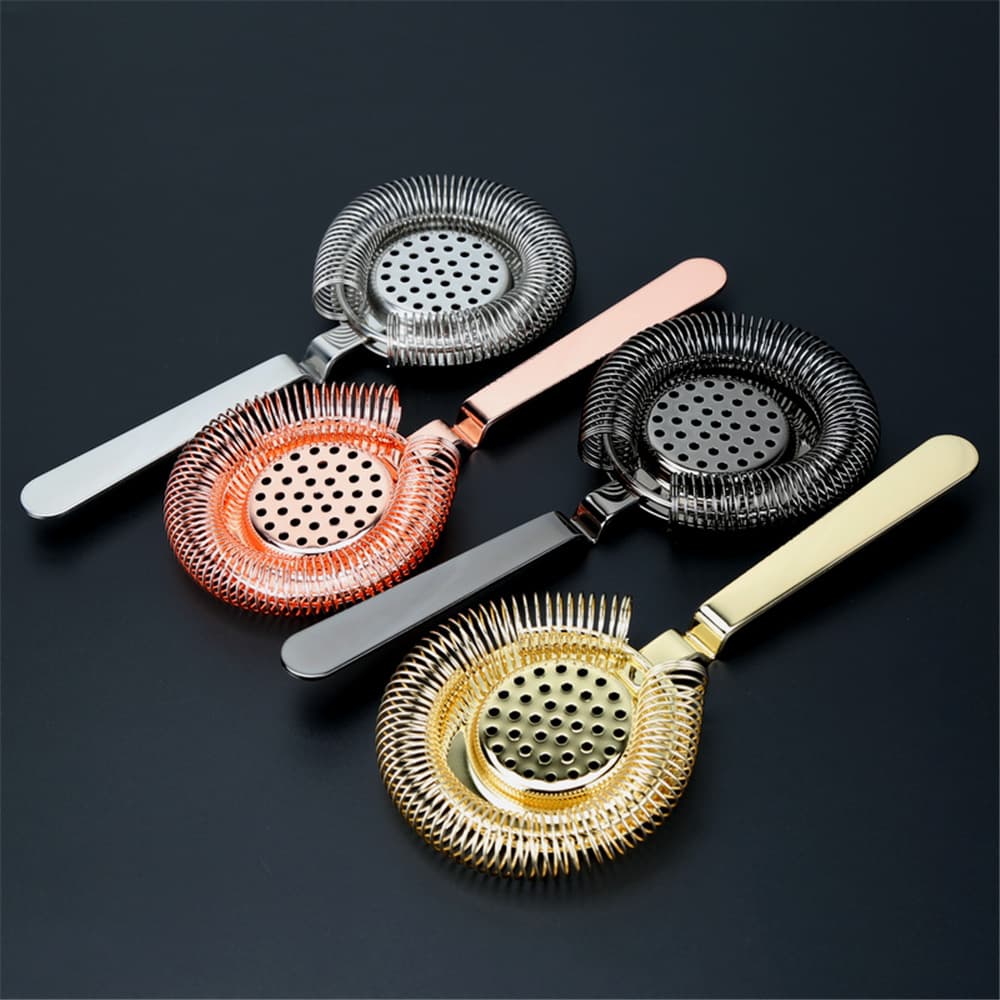 Professional Stainless Steel European Hawthorne Strainer for Cocktail Making with Ice Filtering Function