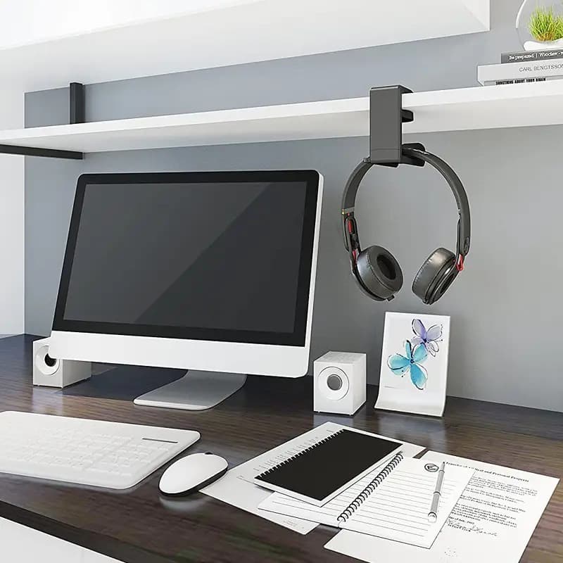 Desktop Clip Hook Headphone Stand 360° Rotating Headphone Holder Storage Headphone Stand No Installation Required