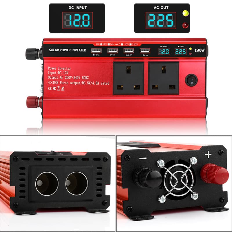 Small Power 1000W Car Inverter 12V to 220V 4 USB British Standard Vehicle Mounted Inverter