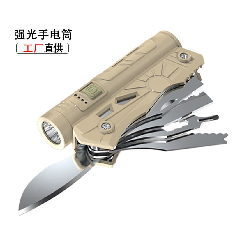 New Multifunctional Bright LED Battery Display Light, Outdoor High-Brightness Portable Large-Capacity Power Bank Folding Flashlight