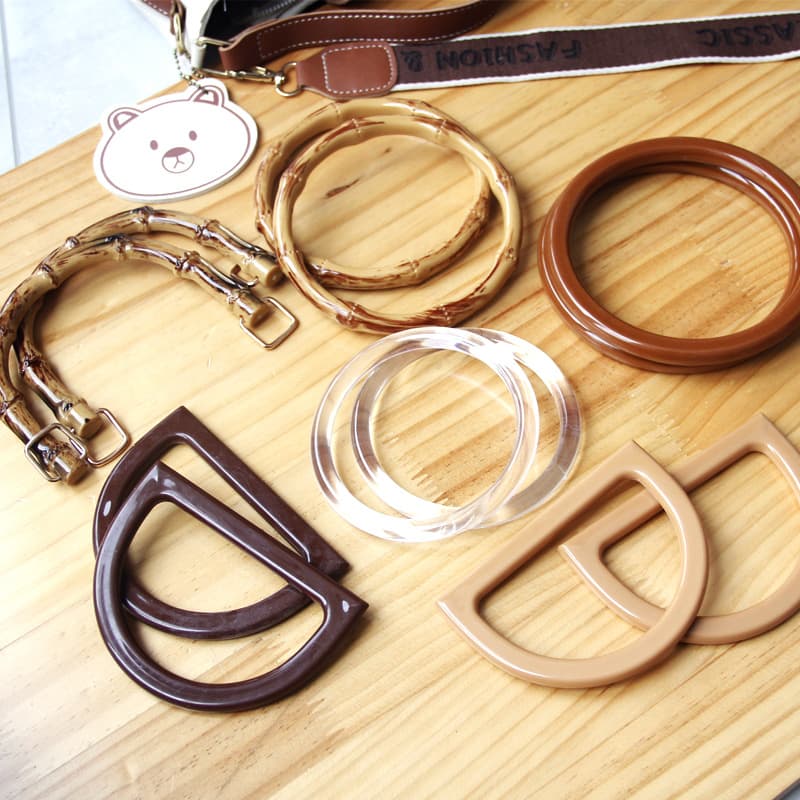 Tulip Bag Bucket Bag Resin D-Shape Handle Transparent Round Ring DIY Woven Fan Flower Round Bamboo-Style Handbell