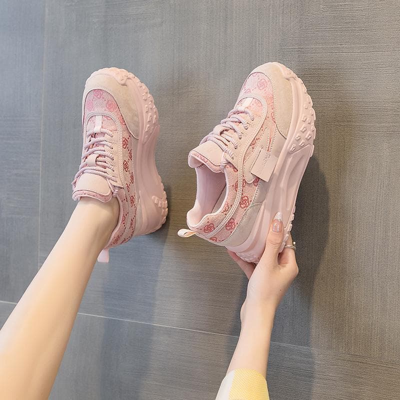 Inner Height-Increasing Dad Shoes for Women 62025 Spring and Summer New Thick-Soled Mesh Breathable Casual Sports Shoes