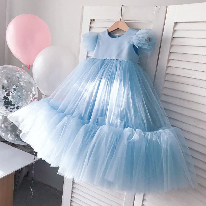 Amazon New Children's Tulle Cake Dress Princess Dress Flower Girl Birthday Baby Dress