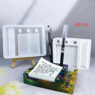 X0119 Sticky Note Pen Holder Stand Resin Desktop Decoration Mold, DIY Silicone Mold
