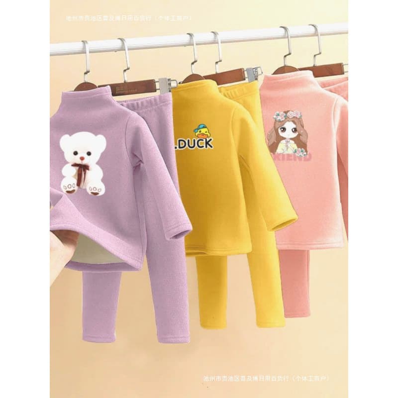 Children's thermal underwear set, fleece-lined and thickened, German fleece loungewear, baby autumn clothes, boys' and girls' pajamas