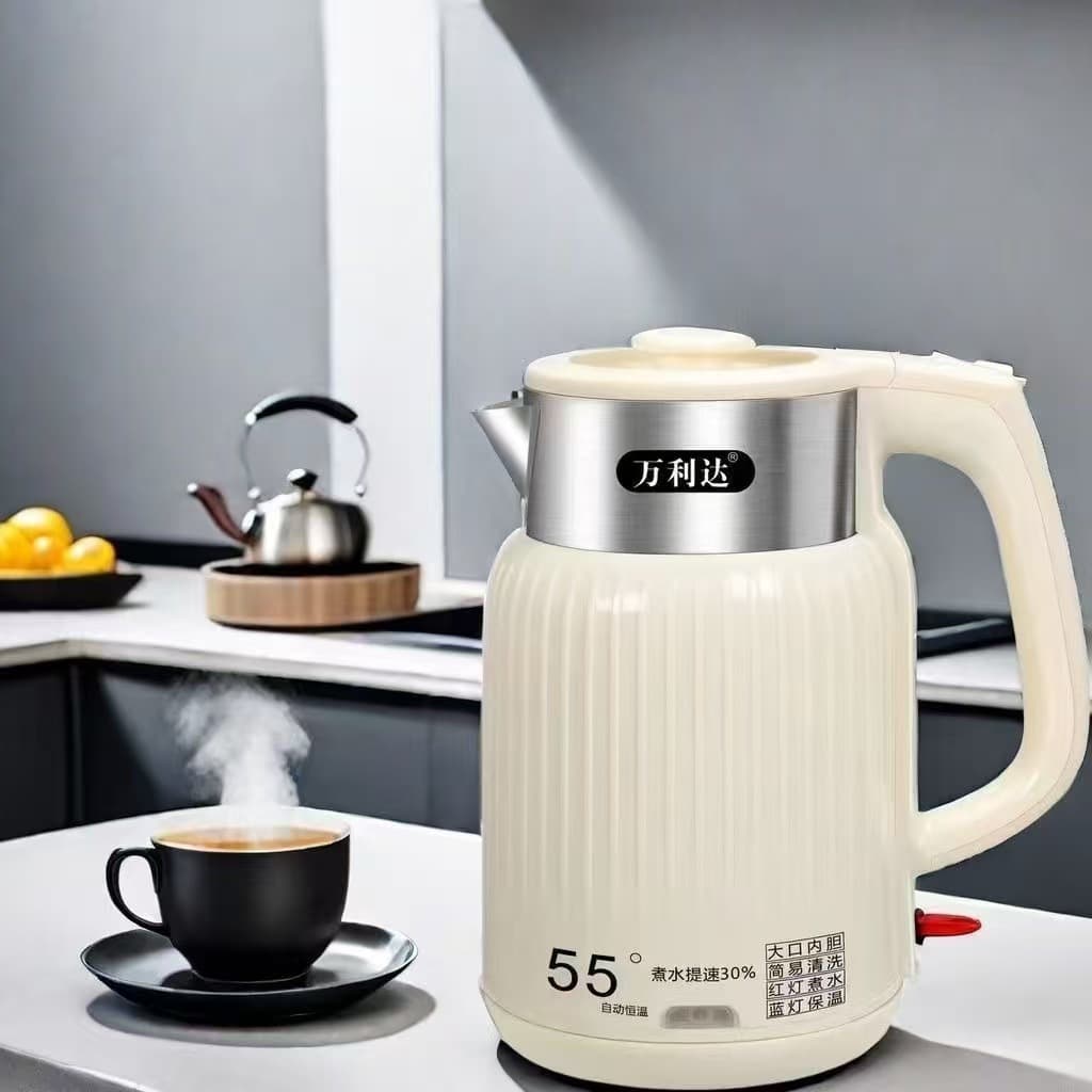 Malata Household Large Capacity Insulated Electric Kettle, Double-Layer Heat-Resistant Stainless Steel Fast Boiling Kettle