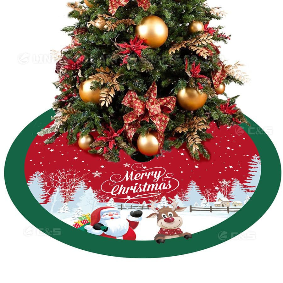 AZ Cross-border New Snowflake Christmas Tree Skirt Decoration Tree Base Set Christmas Holiday 3D Lighted Tree Skirt