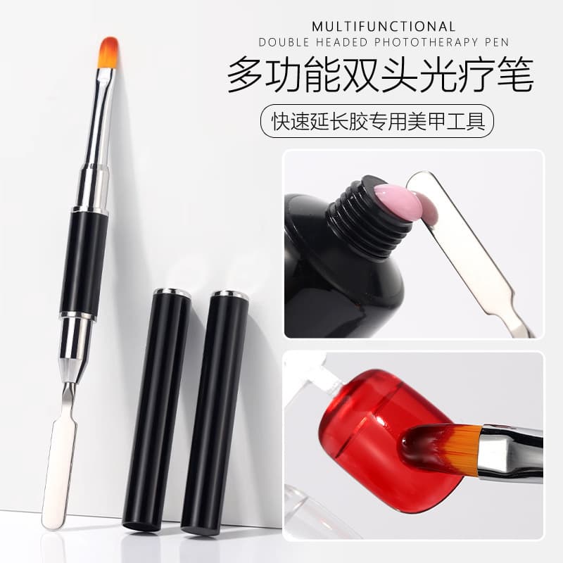 New manicure double-headed phototherapy pen multi-functional glue stick embossing knife crystal glue remover pen round head brush wholesale