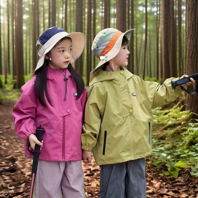 Girls' Windbreaker Jacket 2025 Spring/Autumn New Stylish Small/Medium Kids Outdoor Waterproof Autumn Fashion Hooded Top