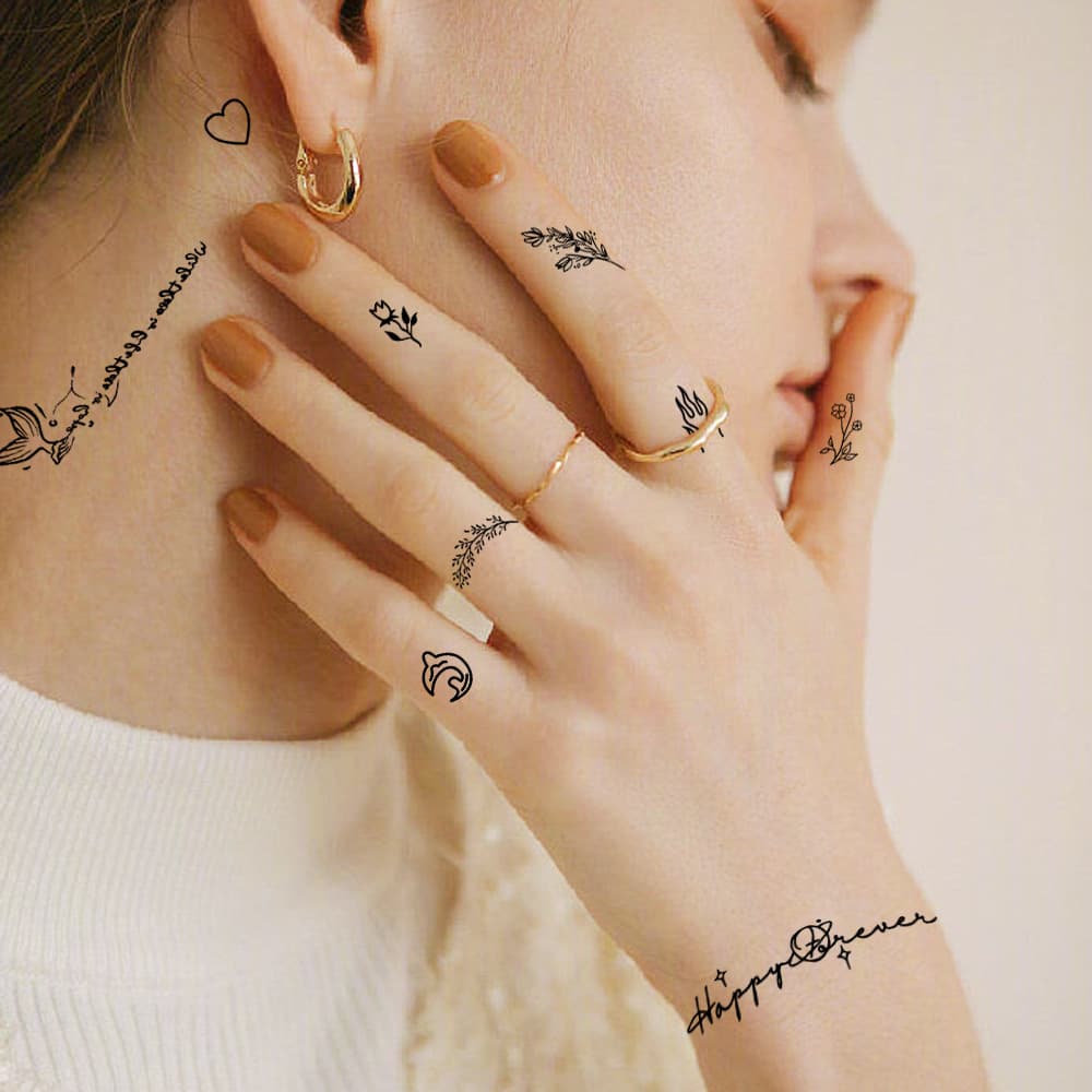Cross-border New Dark Butterfly Flower Tattoo Stickers Personalized Fashion INS Style Series Realistic Temporary Tattoo Stickers
