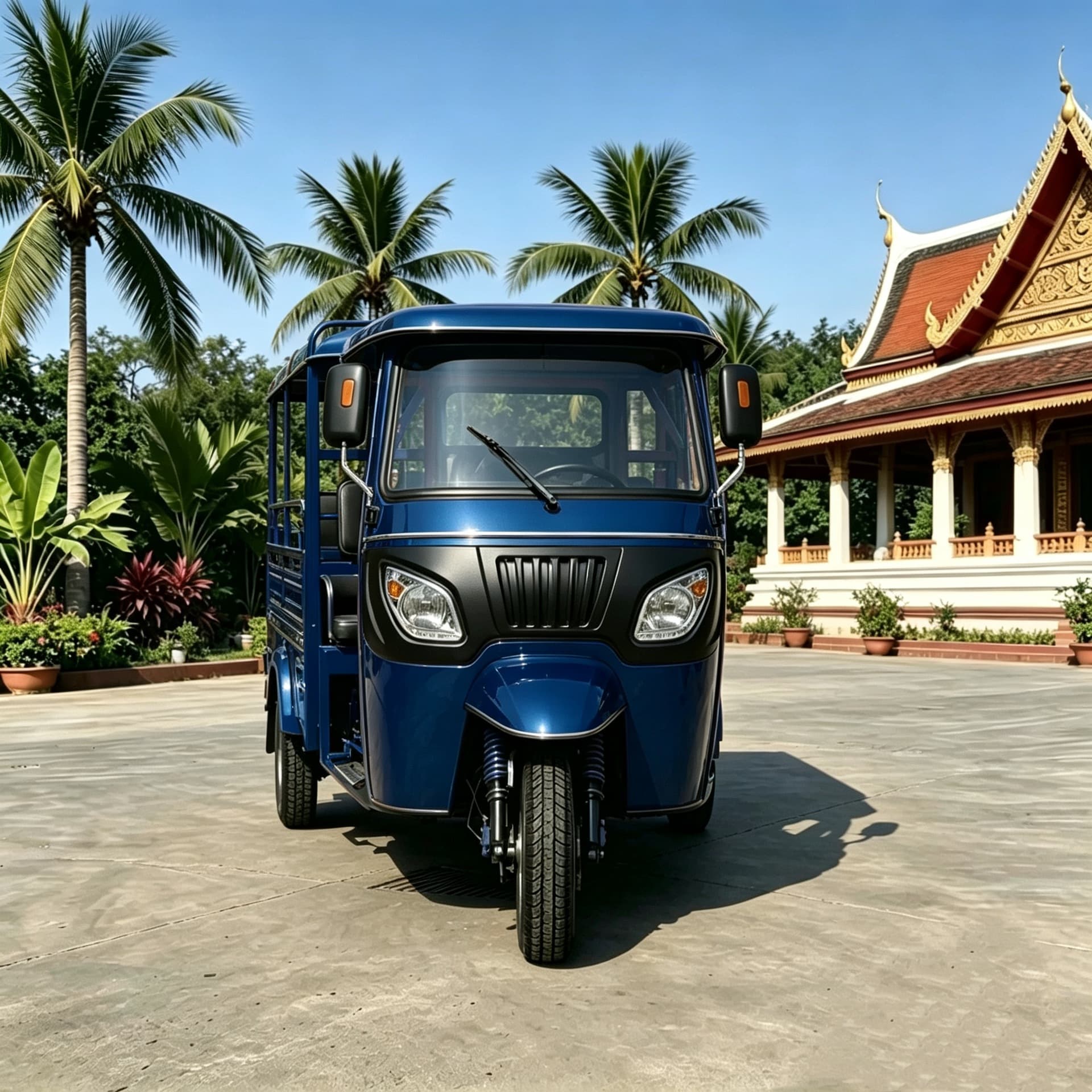 New African Tuktuk Fuel Three-Wheeled Motorcycle, Tuk Tuk Passenger Carrier for Six People, Three-Wheeled Vehicle with Canopy for Passenger Transport