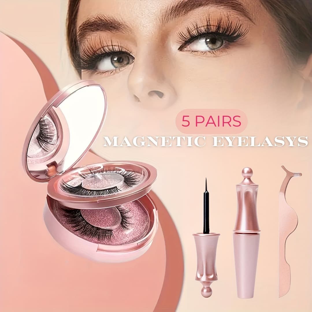 5 Pairs 3D Reusable False Eyelashes Set with Magnetic False Eyelashes
