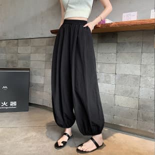 Ice-Feel Sun Protection Puffy 3D Lantern Pants for Women, Summer Plus Size Casual Nine-Tenths Pants, Loose Slimming Carrot Pants