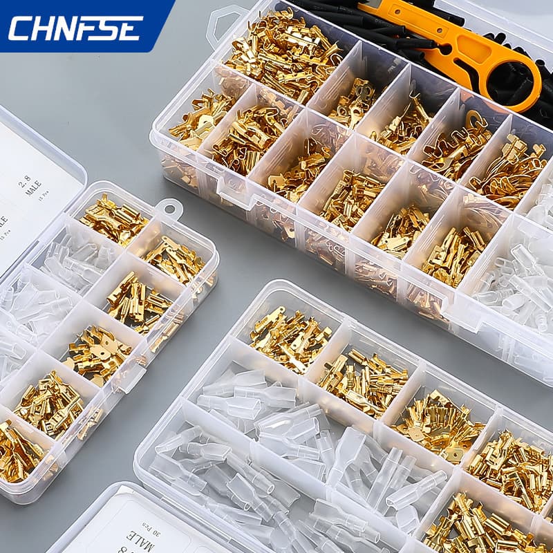 Cross-border 135/270PCS Boxed 2.8/4.8/6.3 Crimp Terminal Male/Female Spade Connectors with Insulating Sleeves