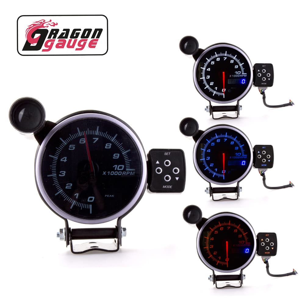 Car modification meter 95MM/12V white orange blue three-color backlight, racing modification tachometer with alarm light.