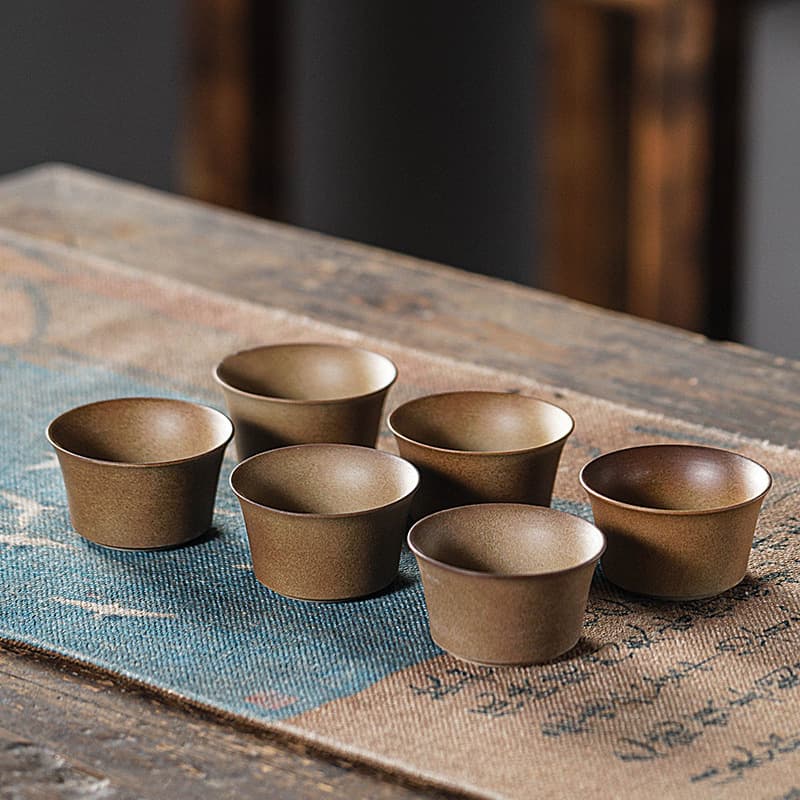 Retro small capacity 50ml coarse ceramic tasting cup, tea drinking cup for home, living room, office, outdoor, stove-side, wholesale and distribution