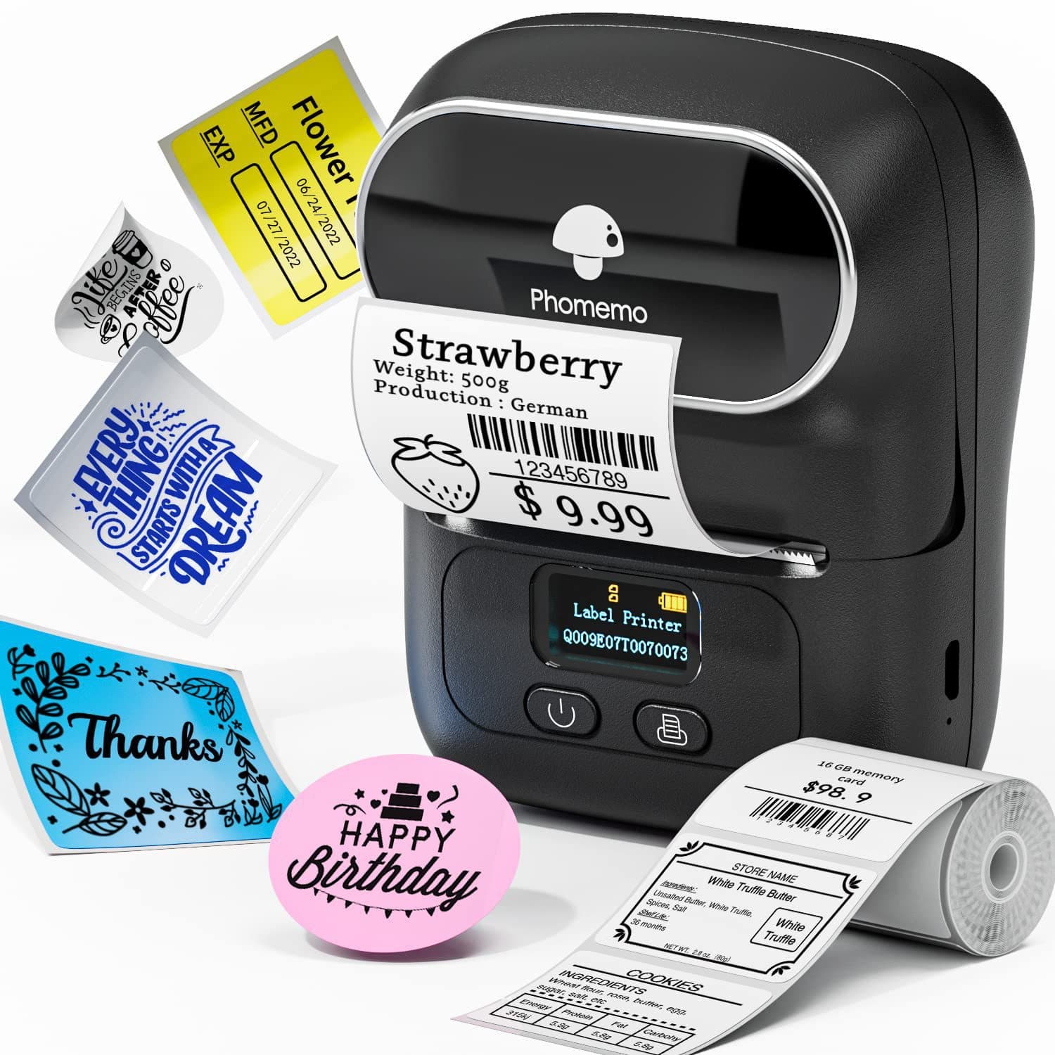 Phomemo M110 Adhesive Price Label Paper for Jewelry Clothing Tags, Three-Proof Thermal Label Paper
