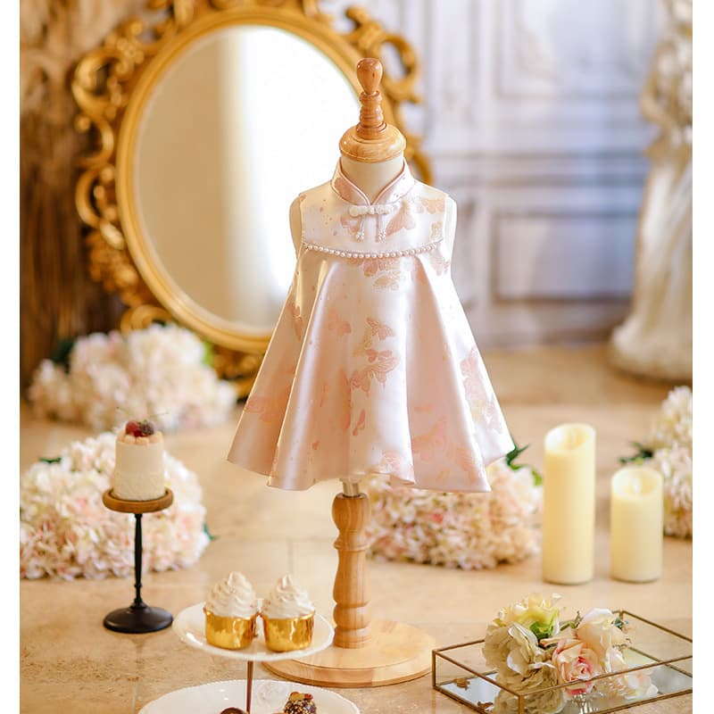 New Chinese Style Baby Girl First Birthday Princess Dress Sleeveless Toddler Birthday Gown Baby Daily Cheongsam Dress