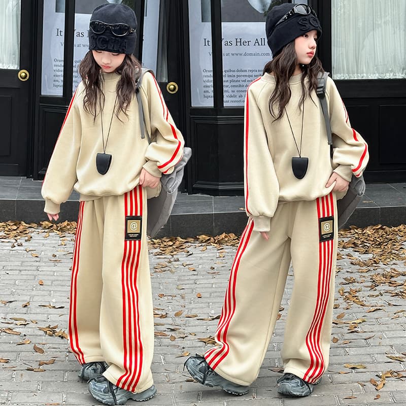 Girls Spring Autumn Hoodie Set Casual Two-Piece Korean Style Children's Fashionable Clothing Soft Cotton Thickened Long Sleeve