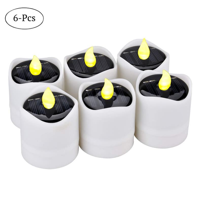 6 pack Solar candle outdoor solar candle light electronic light energy rechargeable LED candle light Amazon
