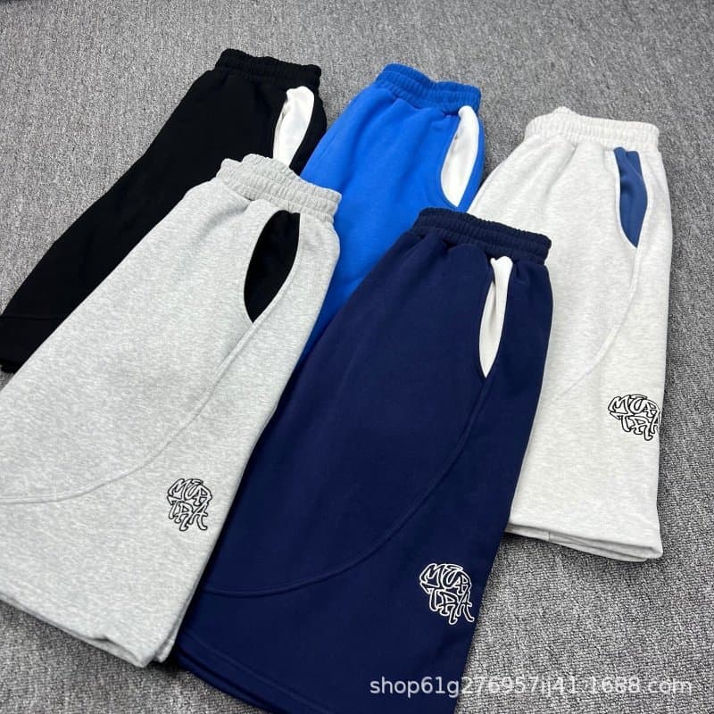 European and American High Street Brand Mertra Cross-Border Niche Fashion Brand Embroidered Letter Logo Shorts Unisex Color-Blocking Shorts Five-Point Pants
