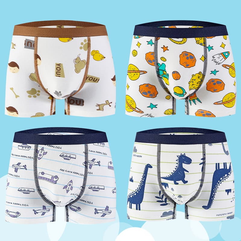 Children's Boys' Boxer Briefs Class A Pure Cotton Wholesale Small Medium Large Boys Full Cotton Cartoon Shorts No Wedgie