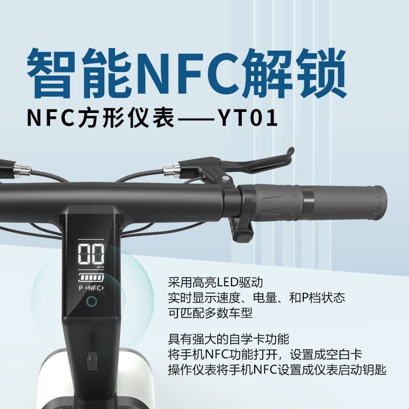 Ruiju Scooter Electric Vehicle Square Instrument NFC Smart Unlock Display Speed, Battery, P-Gear 48V Customizable