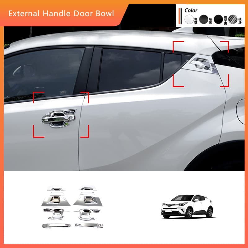 Suitable for 16-23 Models of Toyota C-Hr Modified Exterior Door Handle Bowl, 18 Model Chr Front Door Handle Bowl Trim