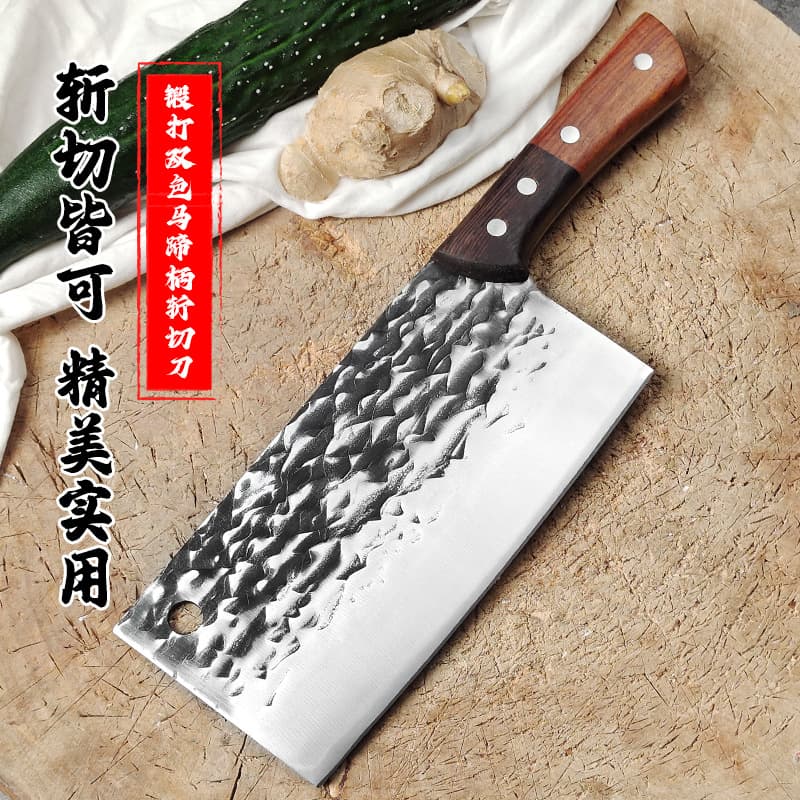 Kitchen Cleaver Forged Hammered Pattern Dual-Purpose Knife Sharp for Meat Slicing and Bone Chopping Stainless Steel Kitchen Knife In Stock
