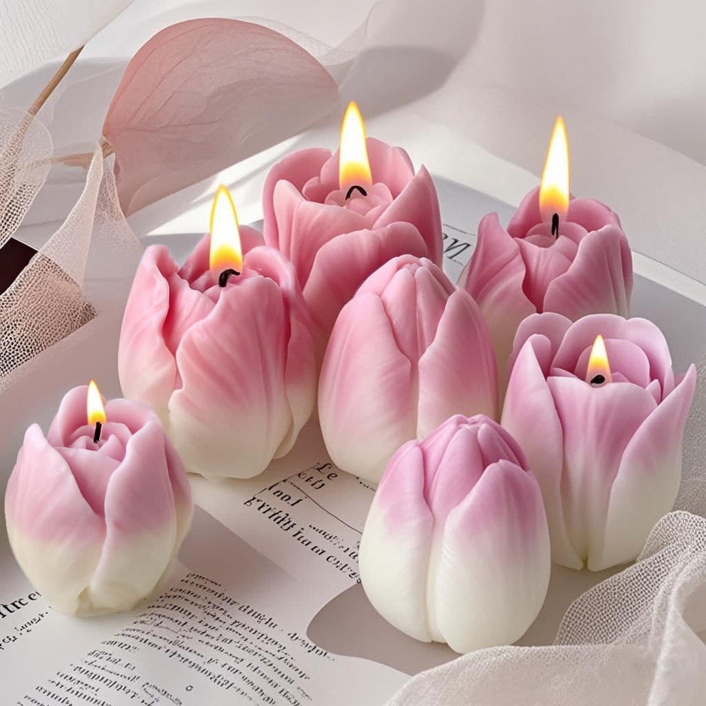 Tulip Candle Holder Candle Silicone Mold DIY Tulip Aromatherapy Scented Stone Plaster Ornament Gift Mold