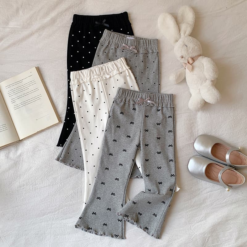 Ins Spring/Summer Kids Flared Pants Girls Elastic Lace Leggings Korean Style Scalloped Edge Pants A-Class Cooling