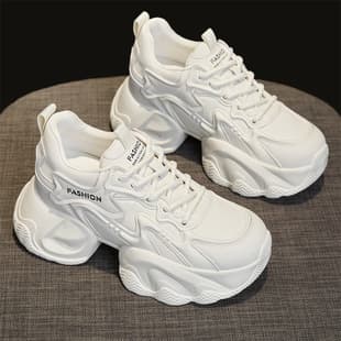 Thick Sole Dad Shoes for Women 2025 New Autumn Winter Versatile Trendy Beige Pink Casual Sports White Shoes for Women