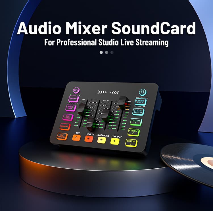 Cross-border Hot Selling Sound Card Mixer Recording Audio Interface Professional Mixer Compact Mixer for Live Streaming