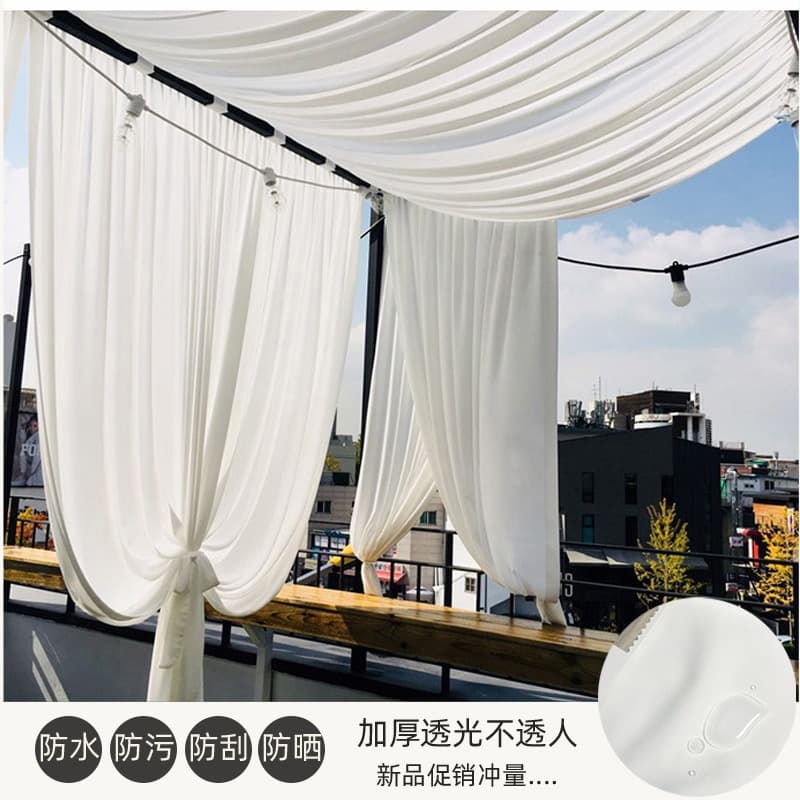 Outdoor waterproof, UV-resistant, and scratch-resistant window screen, heat-insulating, light-transmitting, and non-see-through white sheer curtain for living room and balcony, semi-sheer