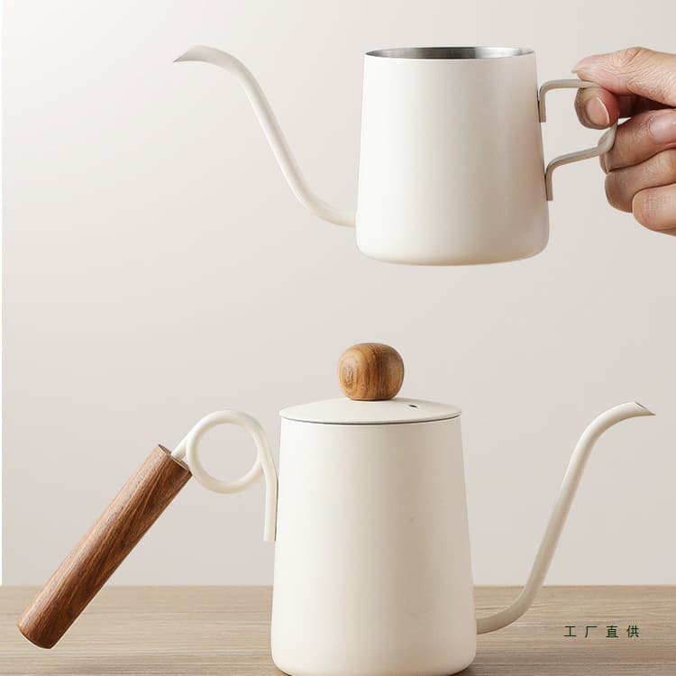 Manual brew coffee pot 304 stainless steel with lid ear hanging home mini thin spout long-neck kettle custom logo