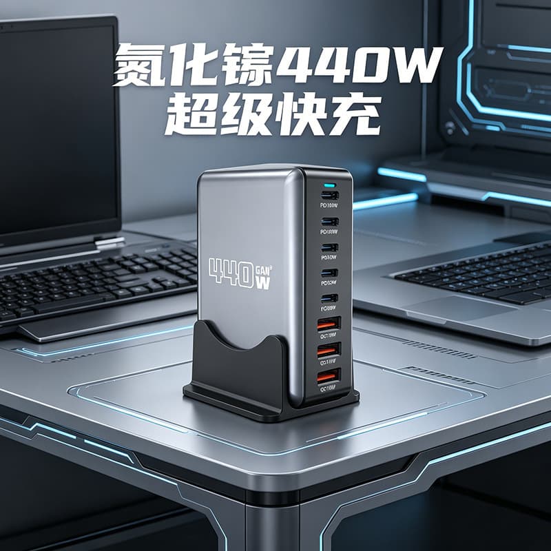 440W GaN Charger PD Multi-port Desktop Charger Multi-functional Direct Charge Desktop Fast Charger Phone Adapter