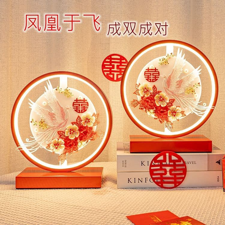 Wedding Table Lamp Bridal Bedside Lamp Newlywed Dowry Lamp Eternal Flame Pair Wedding Lights New Marriage Gift for Bride