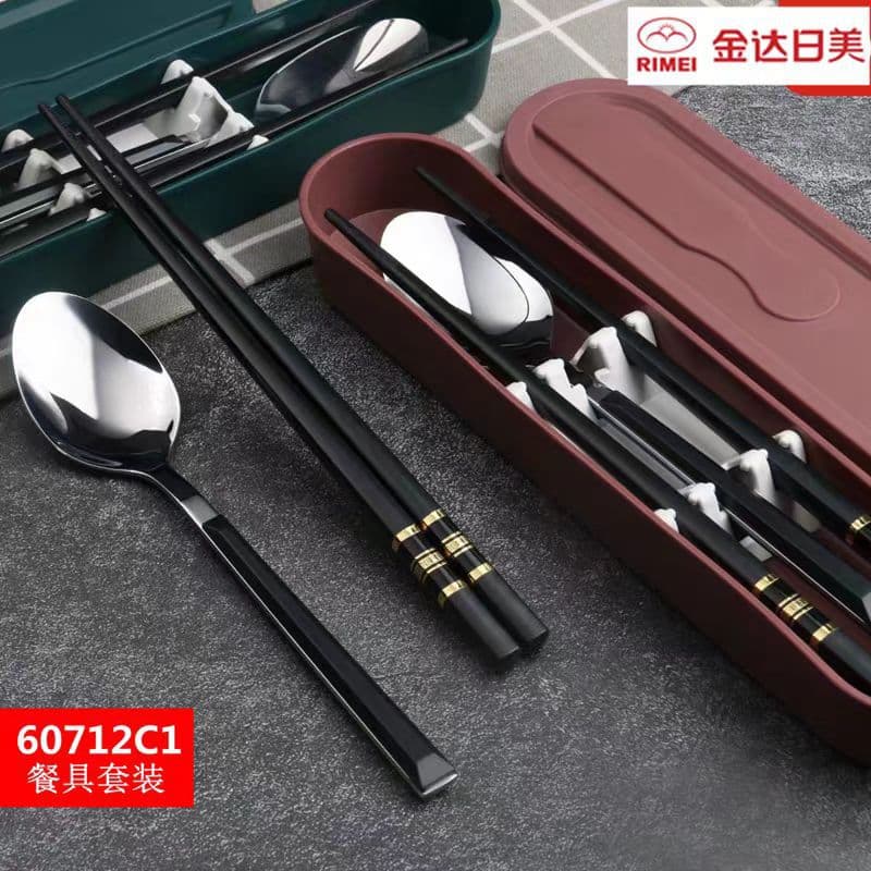 Portable Stainless Steel Chopsticks Set for Students Travel Dining Utensils Compact Carry-On Spoon Included Fresh Style