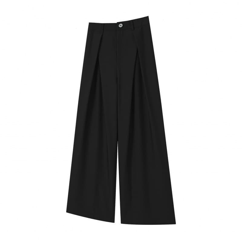 Heavyweight TR Blend Pleated A-Line Straight Wide-Leg Casual Trousers Spring Summer Dress Pants Men's Fashion High-Waist