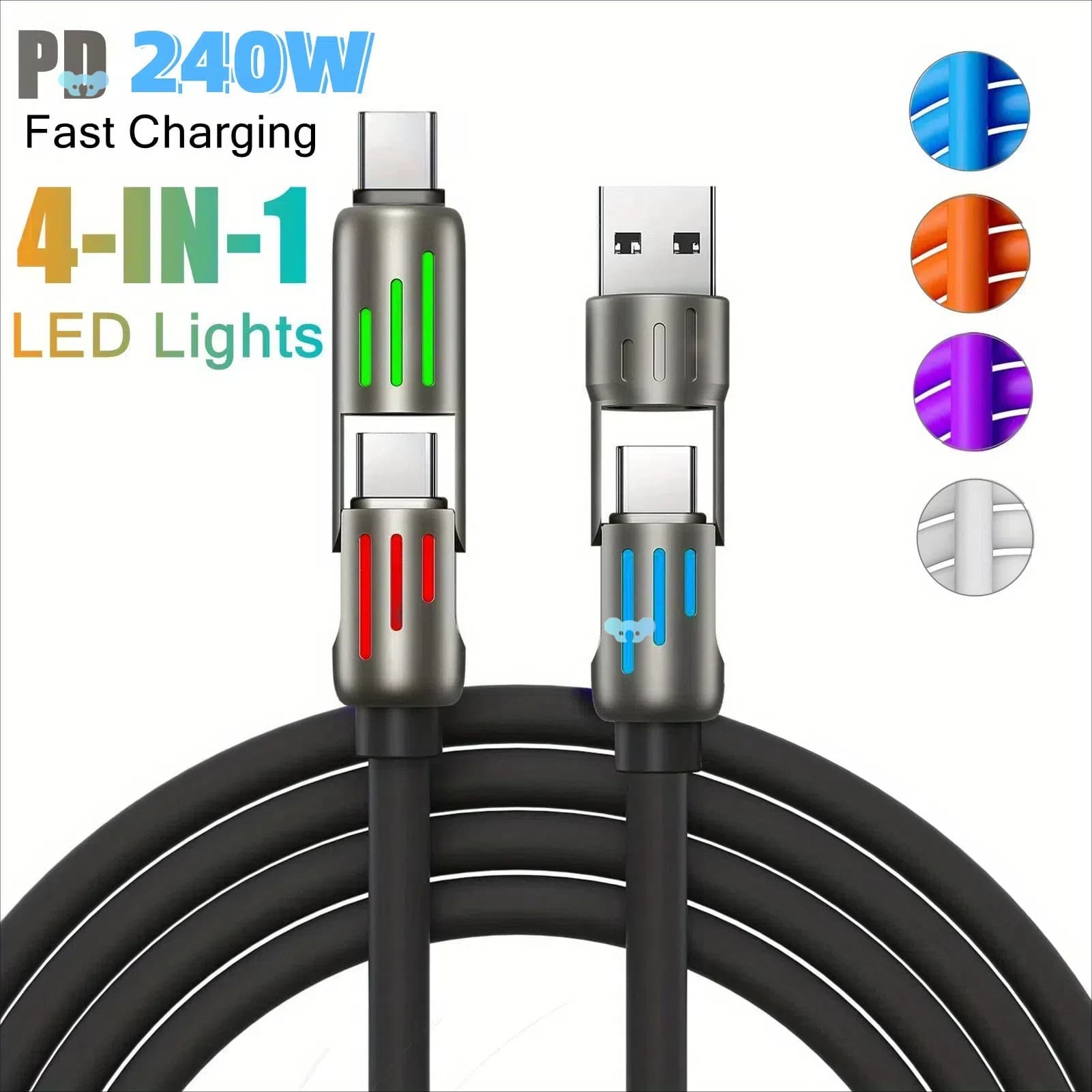 240W Super Fast Charge 4-in-1 Functional USB Type-C Liquid Cross-Border