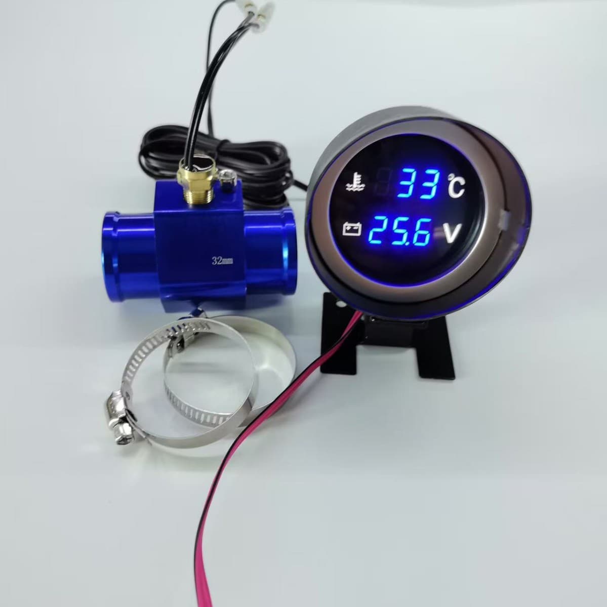 Modified Digital Circular Electronic Water Temperature Gauge 3m Wire Plug 12V24V Universal Applicable Agricultural Machinery Truck Water Temperature Gauge