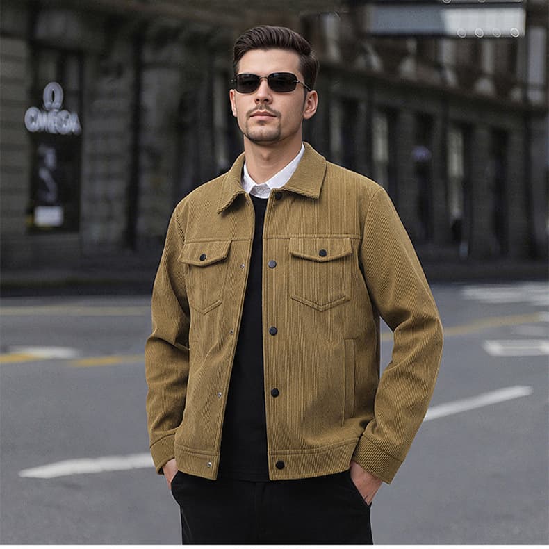 Cross-border Bestseller Men's Corduroy Jacket with Lapel, Trendy Blazer for Business Casual and Formal Wear